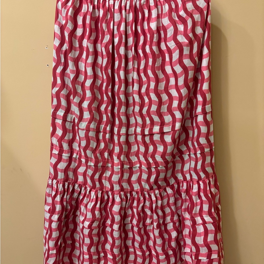 Olivia & Indigo Maxi Skirt Size Small Pink White Tiered Boho Cotton - Picture 3 of 5